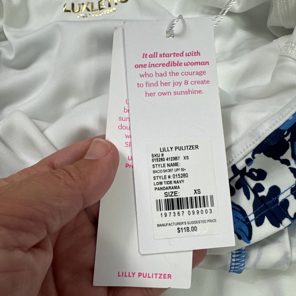 Lilly Pulitzer Luxletic Bacio Skort Pleated Navy Blue Pandarama sz XS - Picture 5 of 8